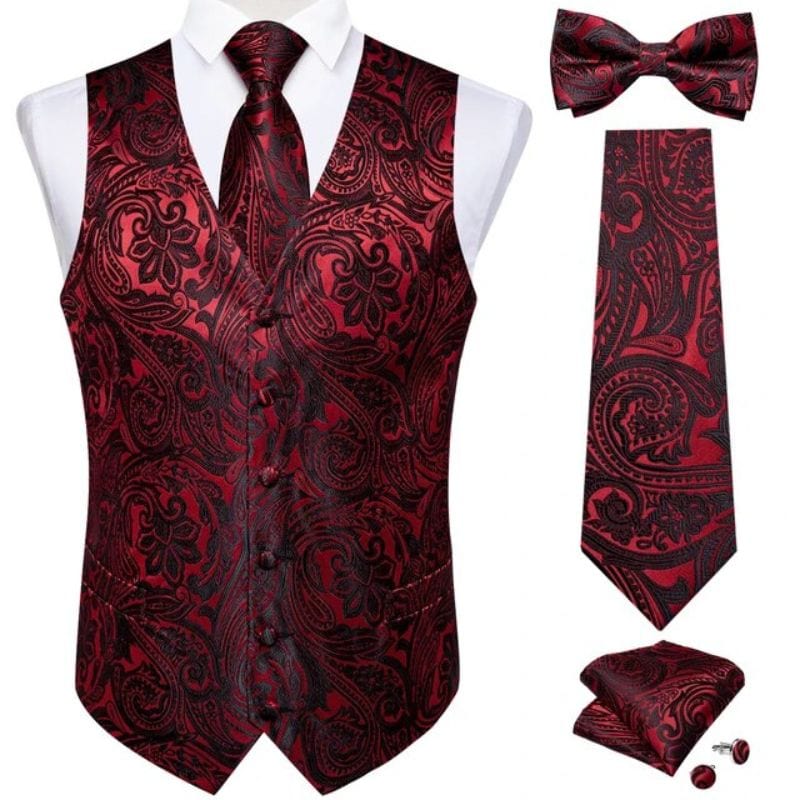 Gilet Rouge Homme pour Mariage | Élégance Cérémonie - The Steampunk Emporium Rouge 2 / S