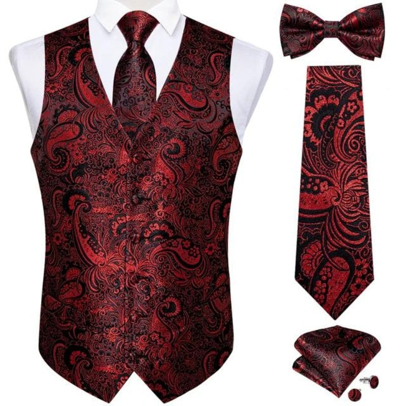 Gilet Rouge Homme pour Mariage | Élégance Cérémonie - The Steampunk Emporium Rouge 3 / S