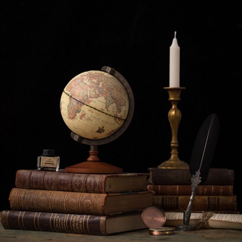 Globe Terrestre en Bois Ancien | EcoWorld Tracker - The Steampunk Emporium