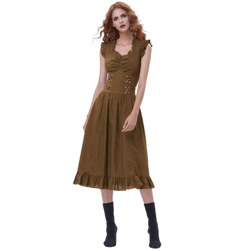 Longue Robe Marron Steampunk | Vision Fashion - The Steampunk Emporium