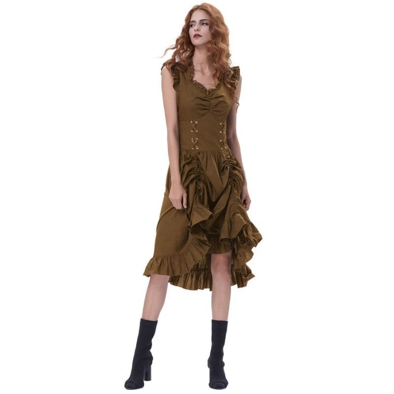 Longue Robe Marron Steampunk | Vision Fashion - The Steampunk Emporium