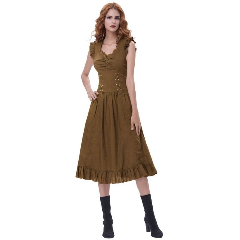 Longue Robe Marron Steampunk | Vision Fashion - The Steampunk Emporium