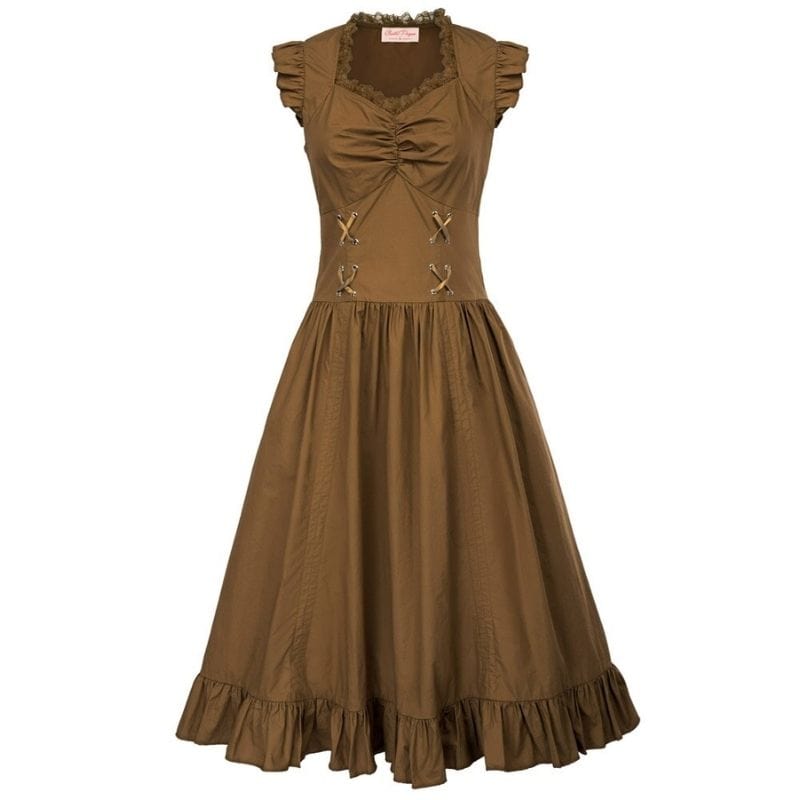 Longue Robe Marron Steampunk | Vision Fashion - The Steampunk Emporium S