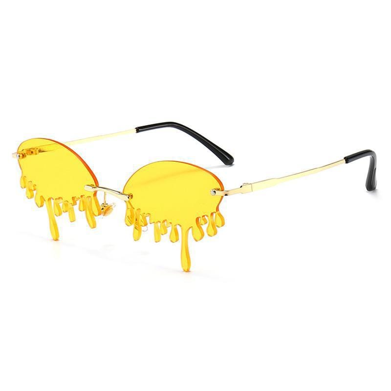 Lunettes de Soleil Forme Larme | GlamLarmes - The Steampunk Emporium Or avec Verres Jaunes