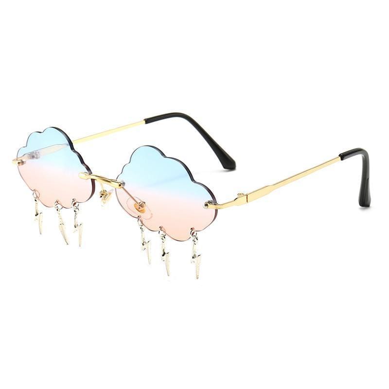 Lunettes de Soleil Forme Nuage | NuageVision - The Steampunk Emporium Or avec Verres Bleus