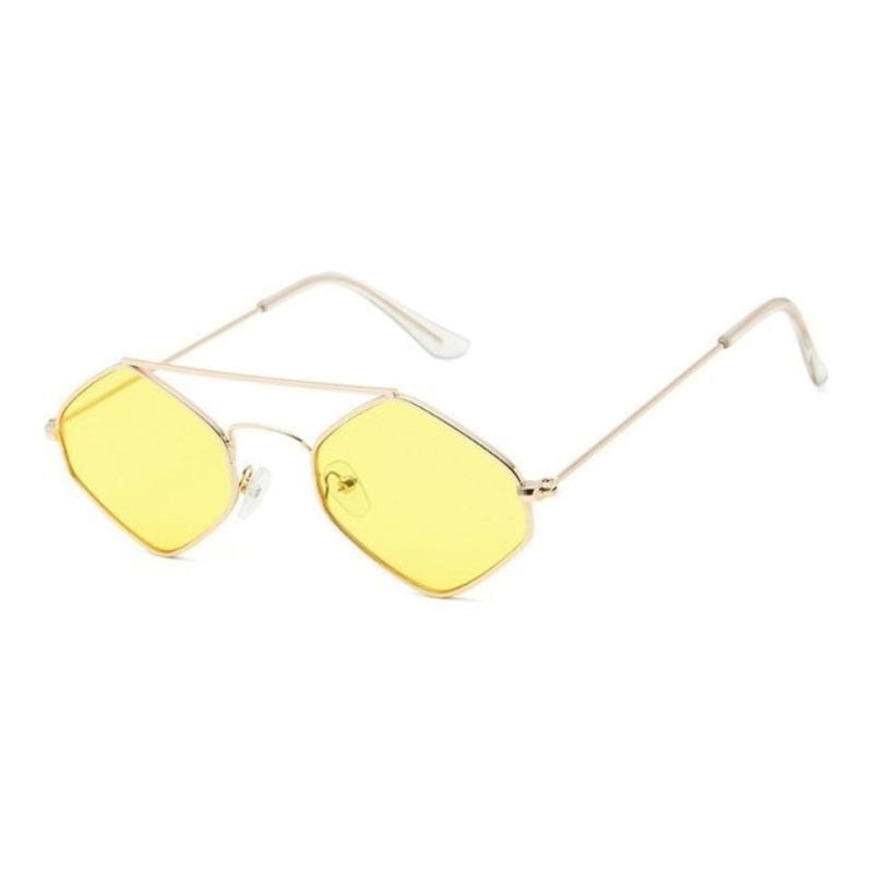 Lunettes de Soleil Hexagonales Femme | Solaires Éclatantes - The Steampunk Emporium Doré avec verres jaune