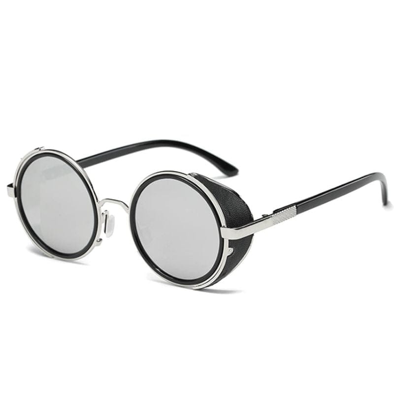 Lunettes de Soleil Rondes Rétros | SoleilPop - The Steampunk Emporium Argent avec verres argentés