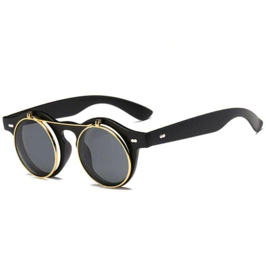 Lunettes de Soleil Steampunk Flip-Up | SteamVision - The Steampunk Emporium Noir avec Verres Noirs