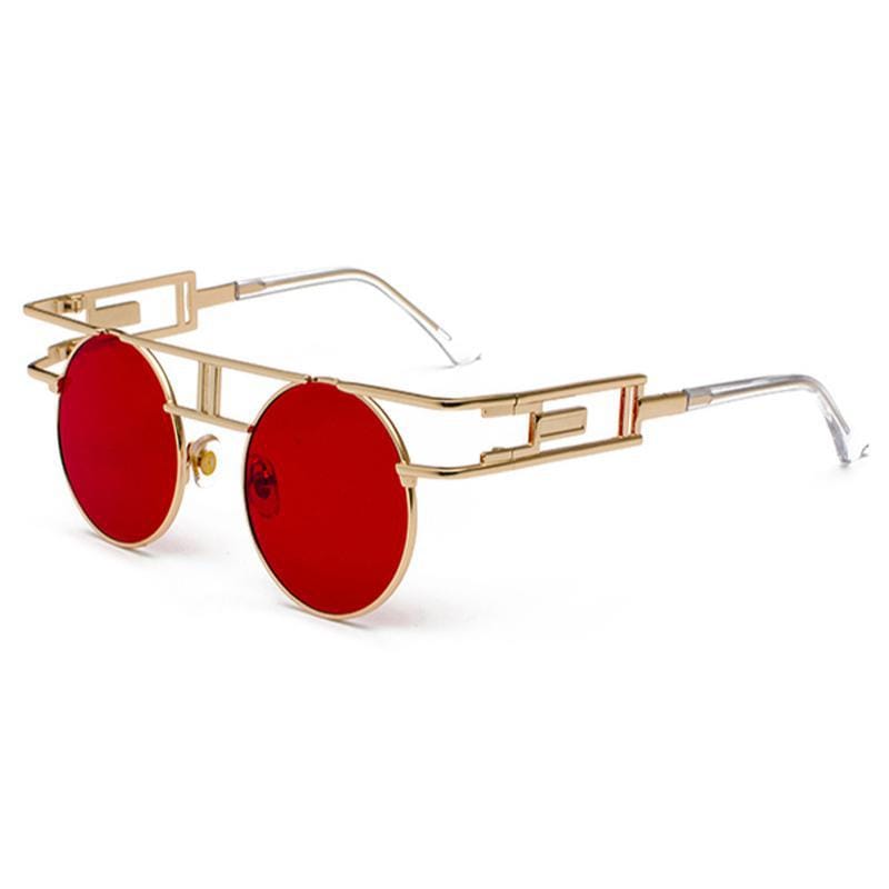 Lunettes de Soleil Steampunk Gothique | Vision Nocturne Brillante - The Steampunk Emporium Or avec Verres Rouges