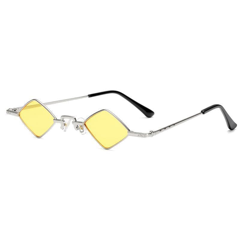 Lunettes de Soleil Steampunk Losange | Diamond Sunspecs - The Steampunk Emporium Argent avec Verres Jaunes