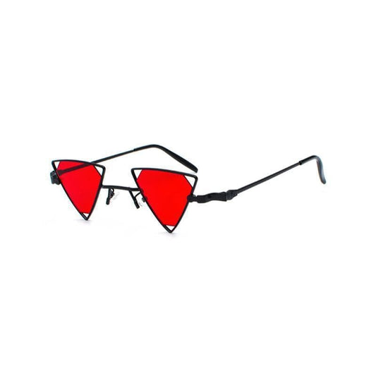 Lunettes de Soleil Steampunk Triangulaires | VisionaryGoggles - The Steampunk Emporium Noir avec Verres Rouge Clair