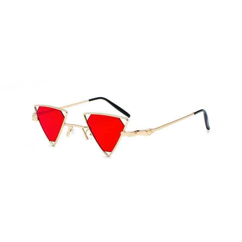 Lunettes de Soleil Steampunk Triangulaires | VisionaryGoggles - The Steampunk Emporium Or avec Verres Rouges