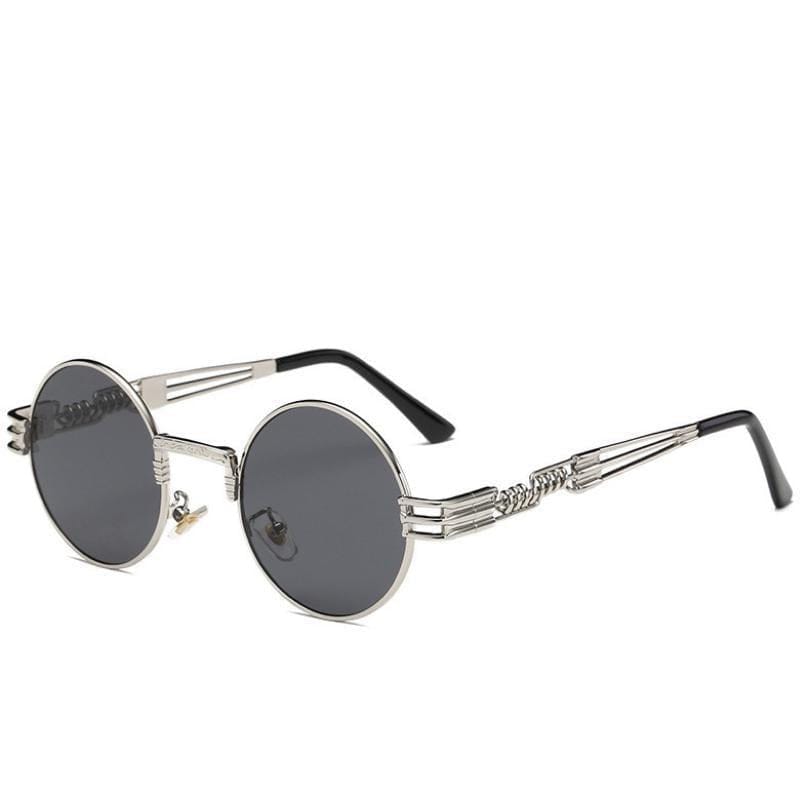 Lunettes de Soleil Style Steampunk | Lunaversailles - The Steampunk Emporium Argent avec Verres Noirs