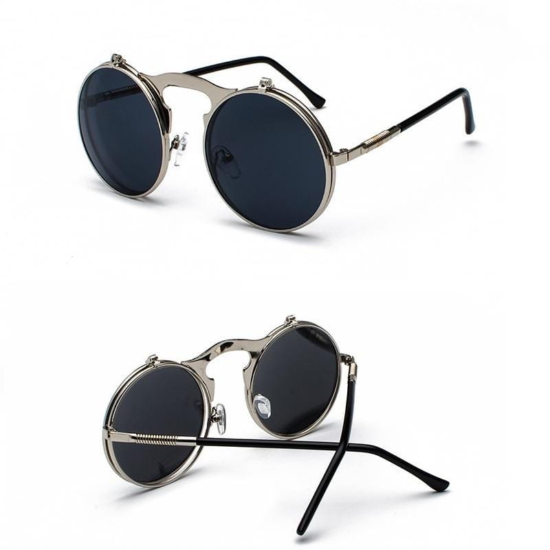 Lunettes Steampunk Double Verre | VisionX-tra - The Steampunk Emporium Argent avec Verres Noirs