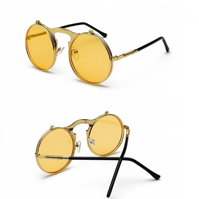 Lunettes Steampunk Double Verre | VisionX-tra - The Steampunk Emporium Or avec Verres Jaunes