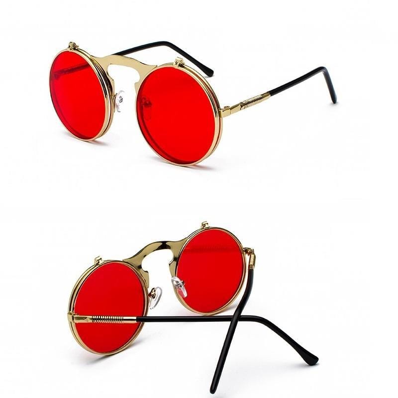 Lunettes Steampunk Double Verre | VisionX-tra - The Steampunk Emporium Or avec Verres Rouges