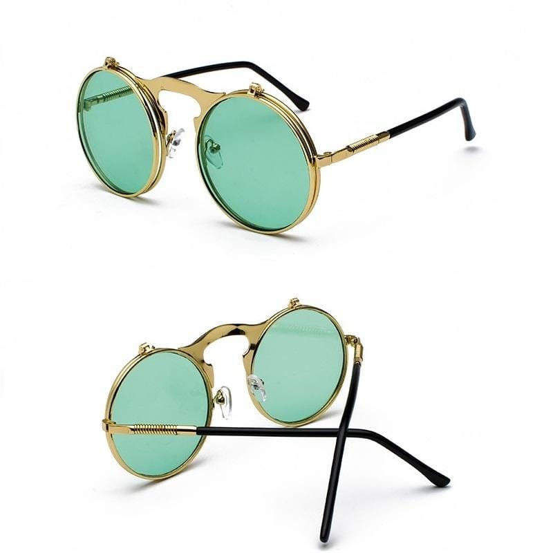 Lunettes Steampunk Double Verre | VisionX-tra - The Steampunk Emporium Or avec Verres Verts