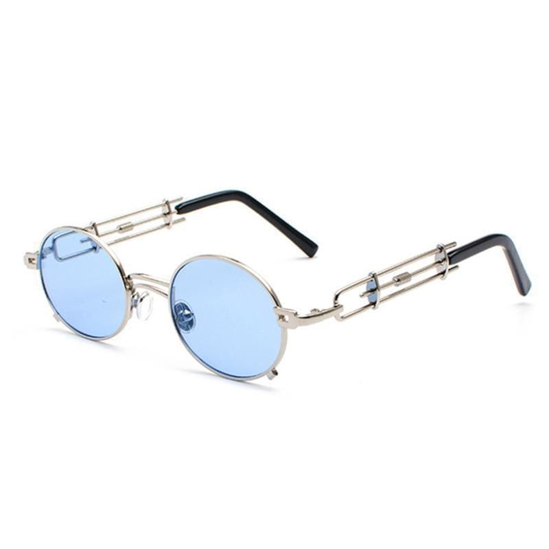 Lunettes Steampunk Hardy | Sombres Terres - The Steampunk Emporium Argent avec Verres Bleus