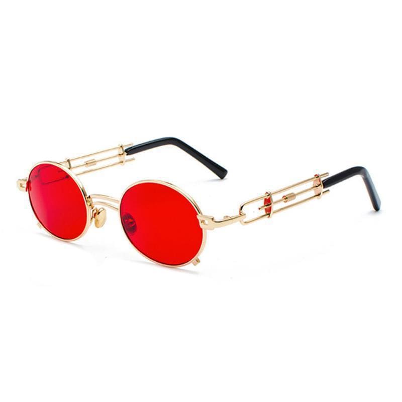 Lunettes Steampunk Hardy | Sombres Terres - The Steampunk Emporium Or avec Verres Rouges