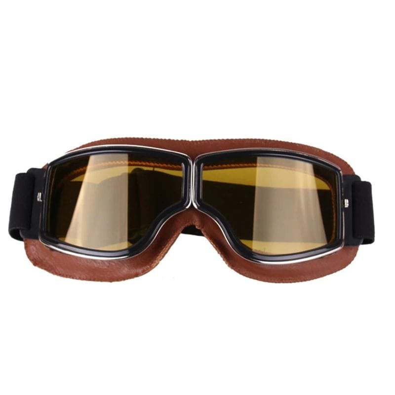 Lunettes Steampunk Rétro Moto | VisionArtsy - The Steampunk Emporium Marron et Verres Jaunes