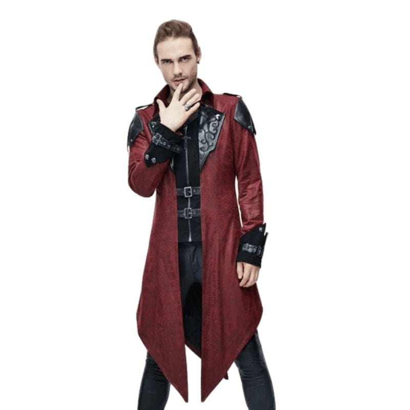 Manteau Gothique Homme Rouge | RedVamp - The Steampunk Emporium