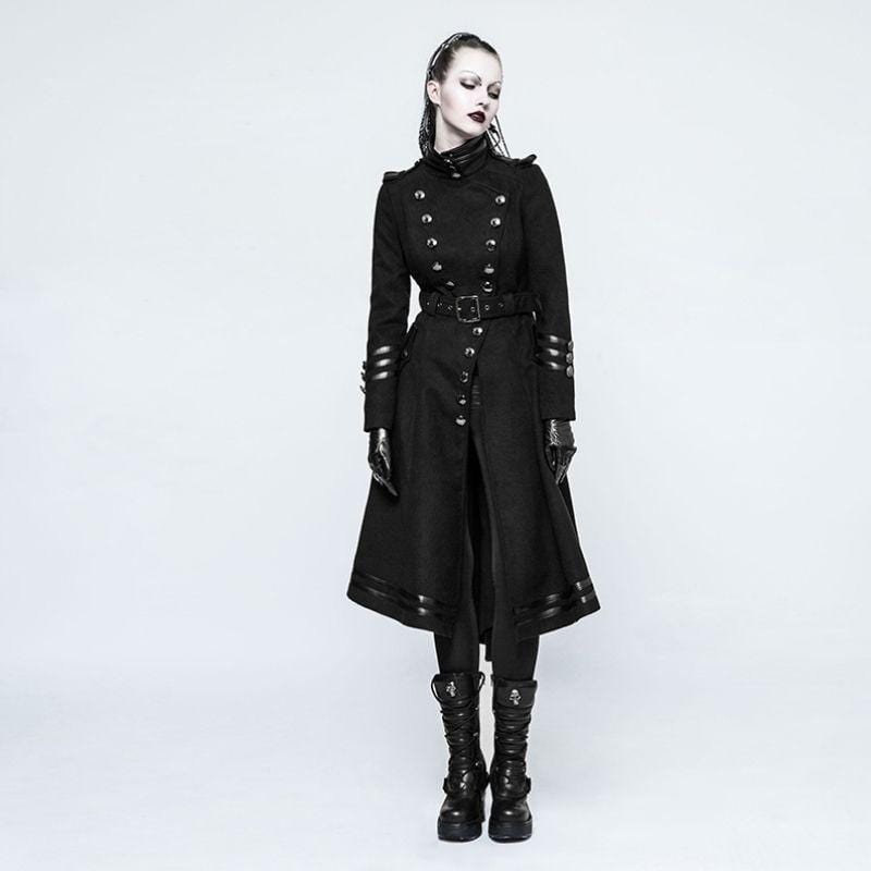 Manteau Long Noir Gothique Femme | ShadowBlade - The Steampunk Emporium