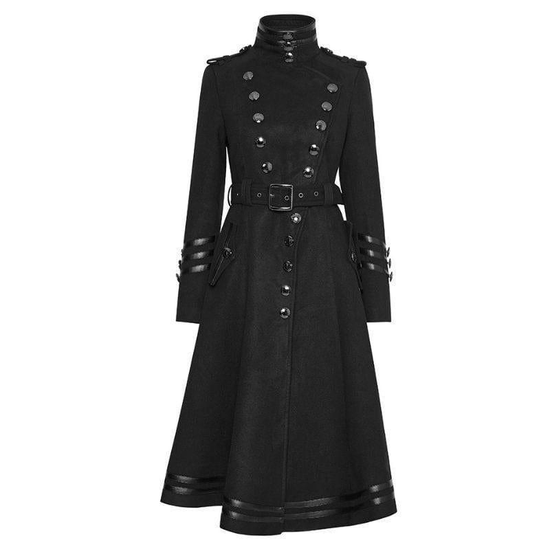 Manteau Long Noir Gothique Femme | ShadowBlade - The Steampunk Emporium