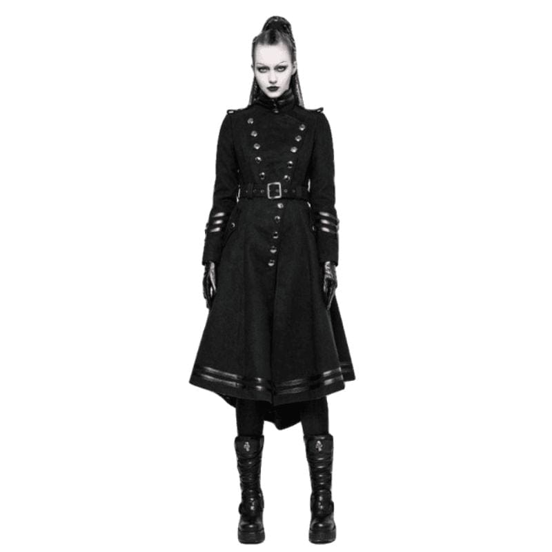 Manteau Long Noir Gothique Femme | ShadowBlade - The Steampunk Emporium XS