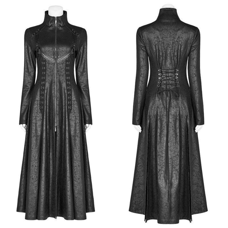 Manteau Steampunk Gothique en Simili PU | ShadowSteel - The Steampunk Emporium