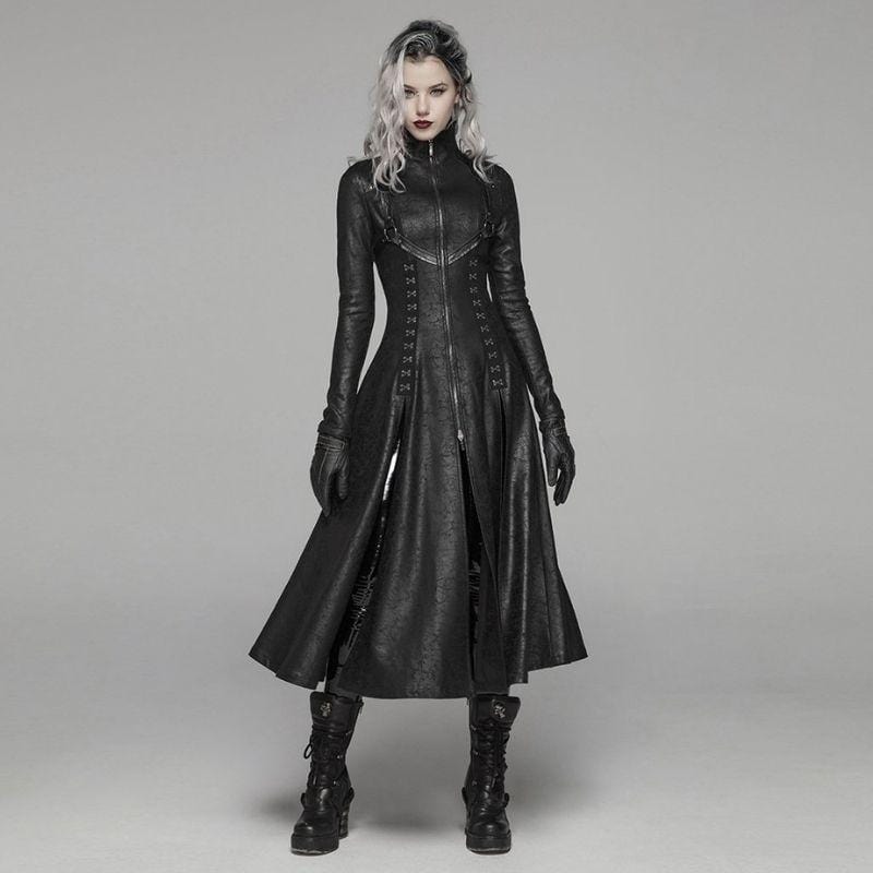 Manteau Steampunk Gothique en Simili PU | ShadowSteel - The Steampunk Emporium XS