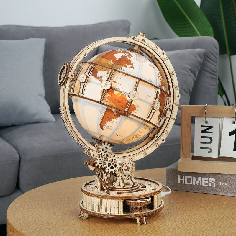 Maquette Bois Globe Terrestre | Artisanat Terre&Bois - The Steampunk Emporium