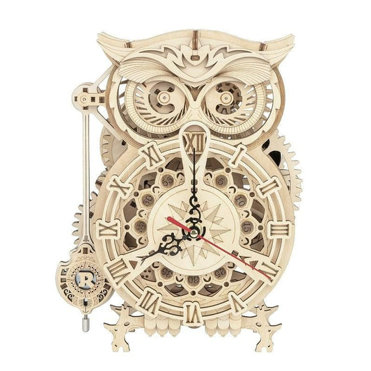 Maquette Bois Horloge Hibou | TimeCraft HibouMatic - The Steampunk Emporium