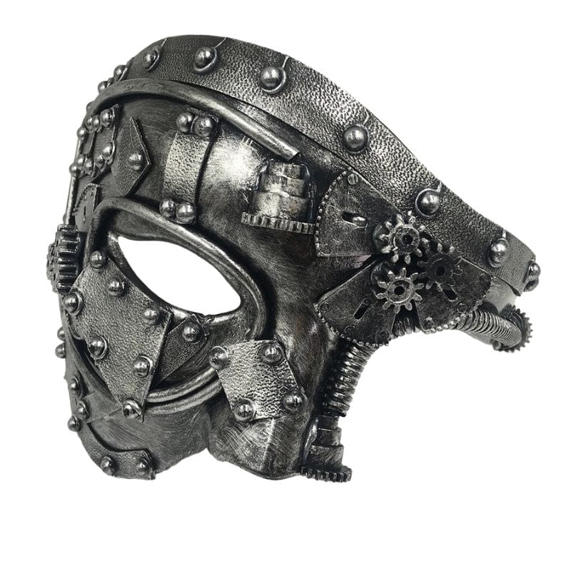 Masque Vénitien Steampunk | SteamElegance Beauty - The Steampunk Emporium Argent