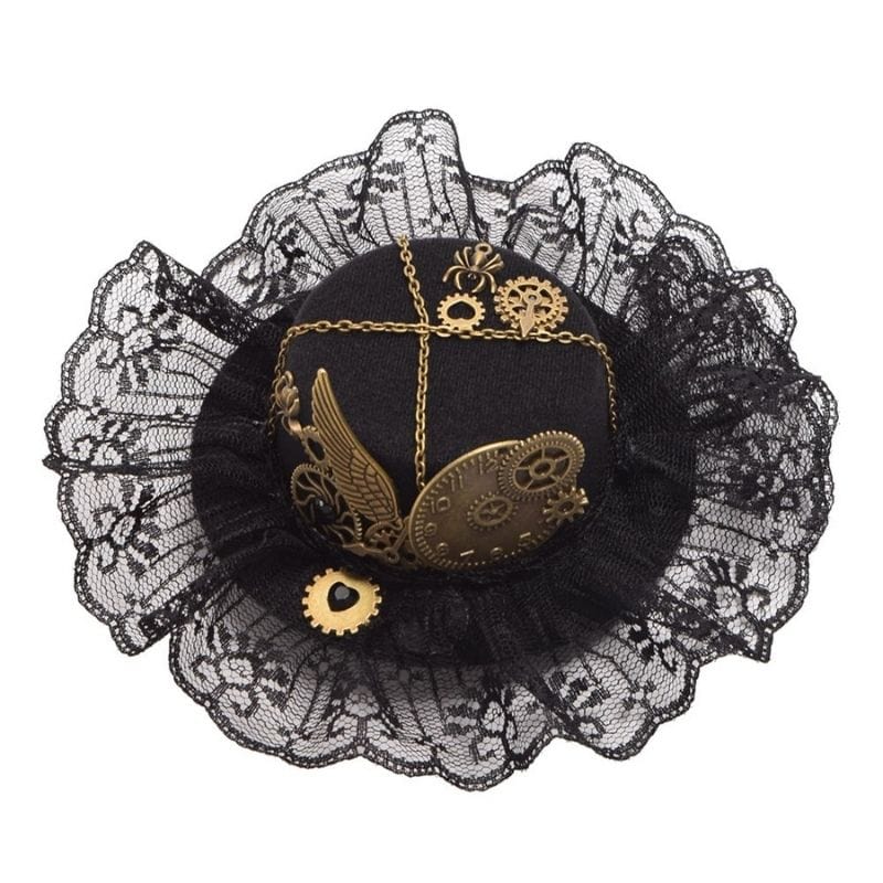 Mini Chapeau Victorien avec Dentelle | Charme Royal - The Steampunk Emporium