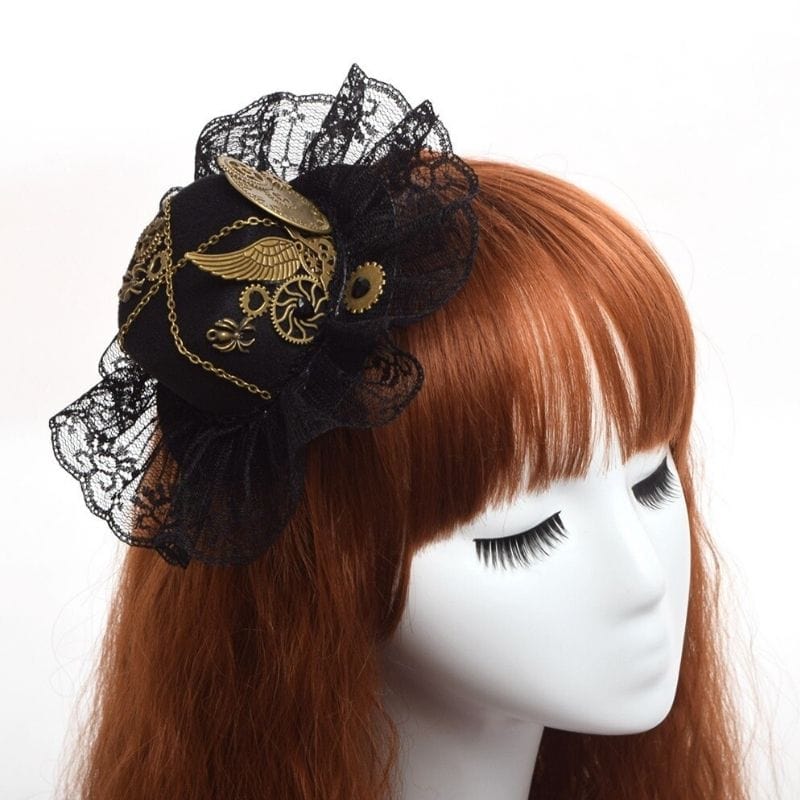 Mini Chapeau Victorien avec Dentelle | Charme Royal - The Steampunk Emporium