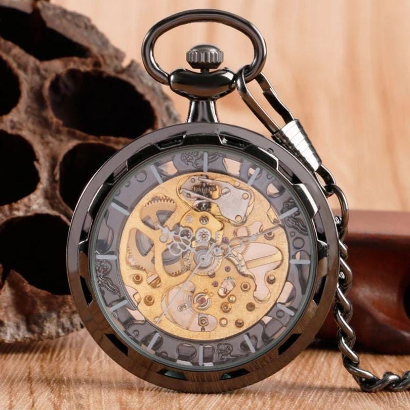 Montre à Gousset Mécanique Squelette | RoyalTime - The Steampunk Emporium