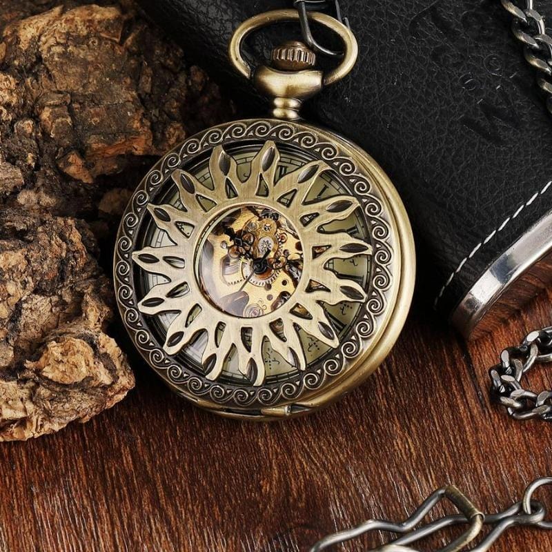 Montre à Gousset Steampunk Soleil | Lumin'Horizon - The Steampunk Emporium