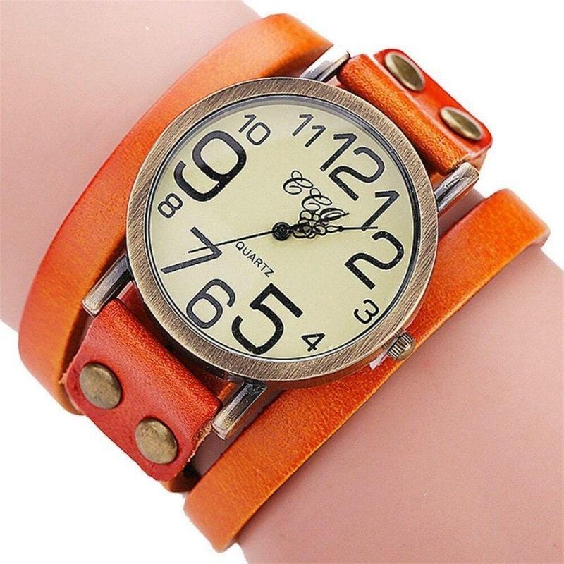 Montre Bracelet 3 Tours Steampunk | TimeCrafted - The Steampunk Emporium Orange