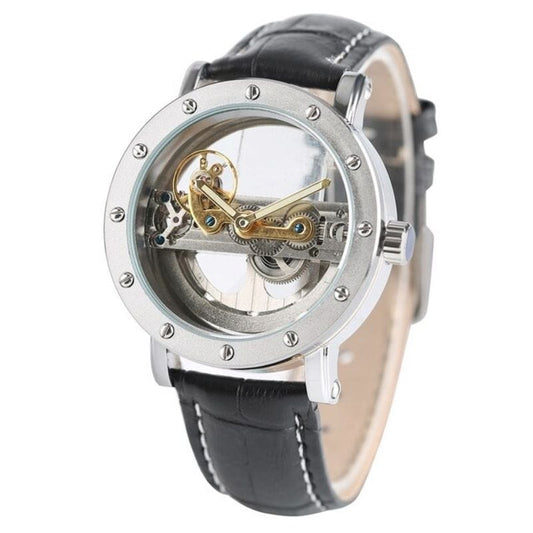 Montre Homme Squelette Transparent | CrystalTime Glance - The Steampunk Emporium Argent