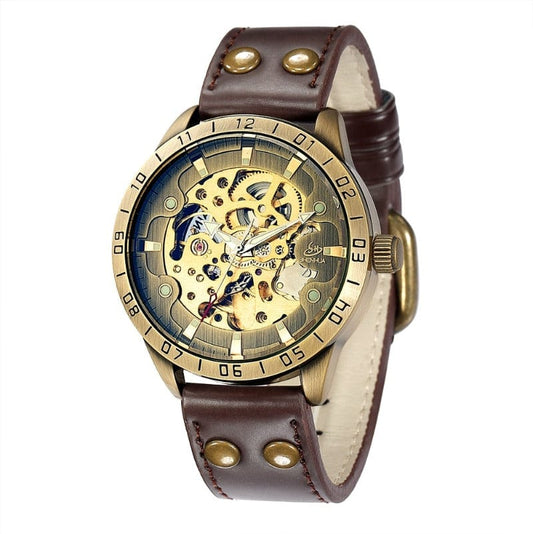 Montre Mécanisme Apparent pour Homme | TimeLuxury - The Steampunk Emporium Marron