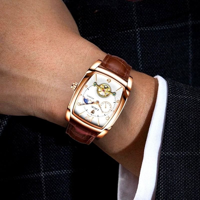 Montre Rectangulaire Homme Luxe | DiamondTime - The Steampunk Emporium