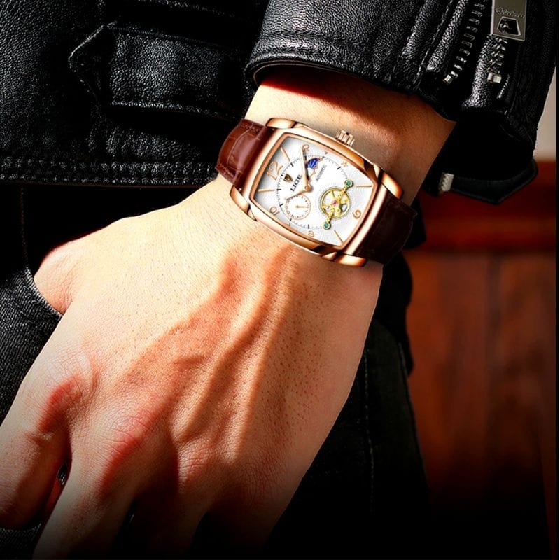 Montre Rectangulaire Homme Luxe | DiamondTime - The Steampunk Emporium