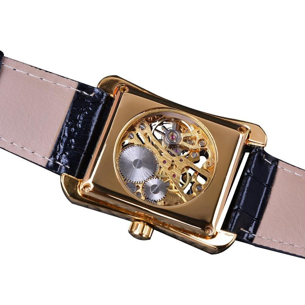 Montre Squelette Rectangulaire Homme | Élégance Urbaine - The Steampunk Emporium