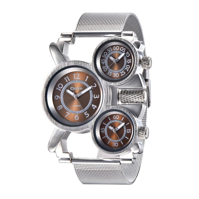 Montre Steampunk 3 Cadrans Homme | TimeMaster - The Steampunk Emporium Marron