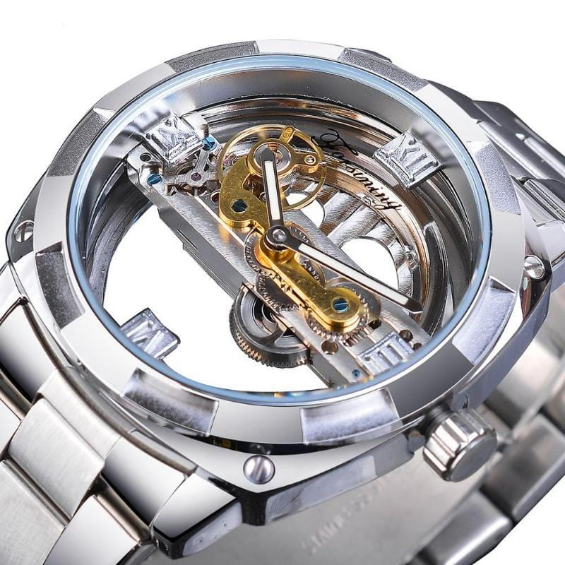 Montre Steampunk Cadran Transparent | TimeGear - The Steampunk Emporium Argent