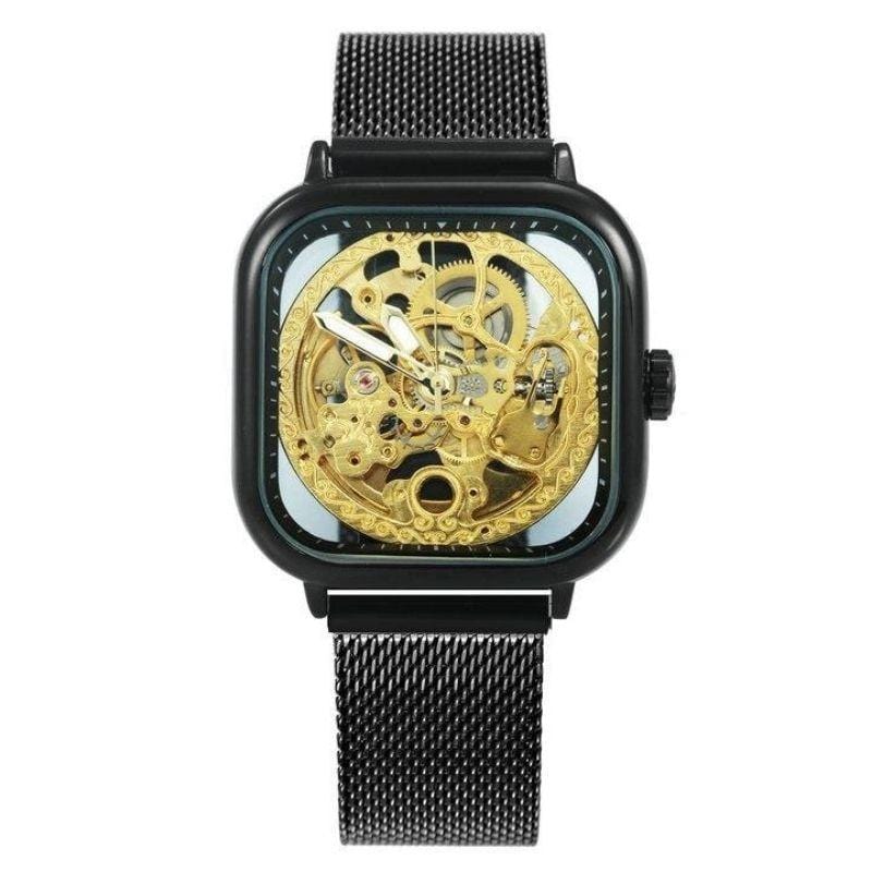 Montre Steampunk Mécanisme Apparent | Synchronicity Steampunk. - The Steampunk Emporium Noir et Or