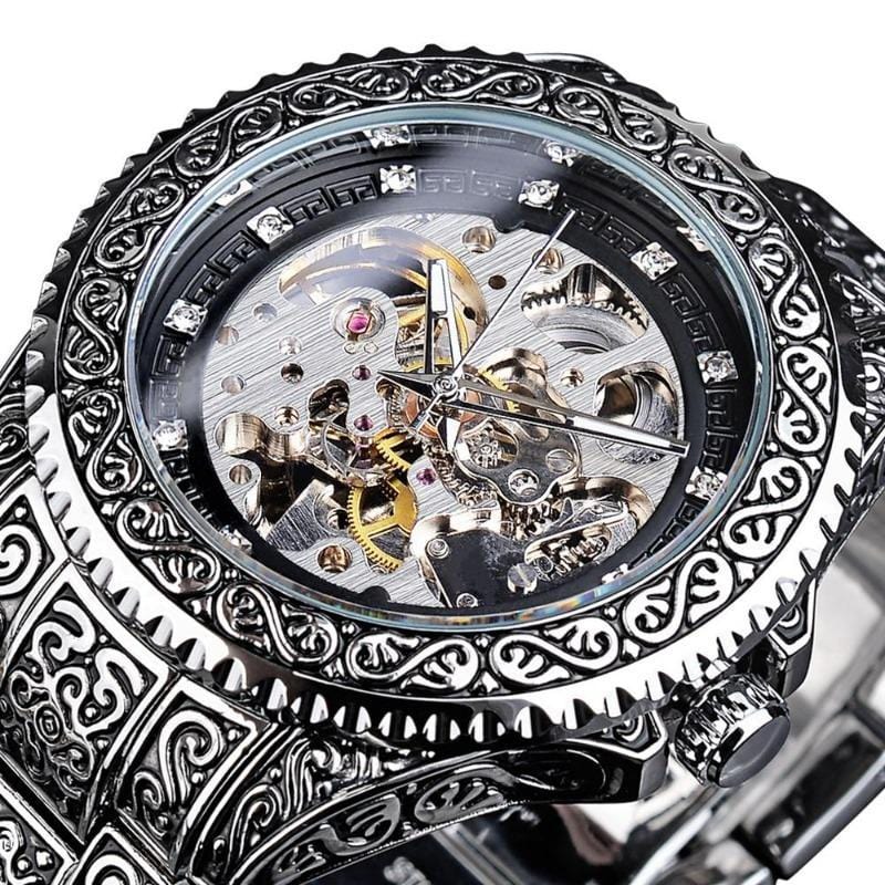 Montre Style Steampunk | TimeWarp Chronicles - The Steampunk Emporium Argent et Noir