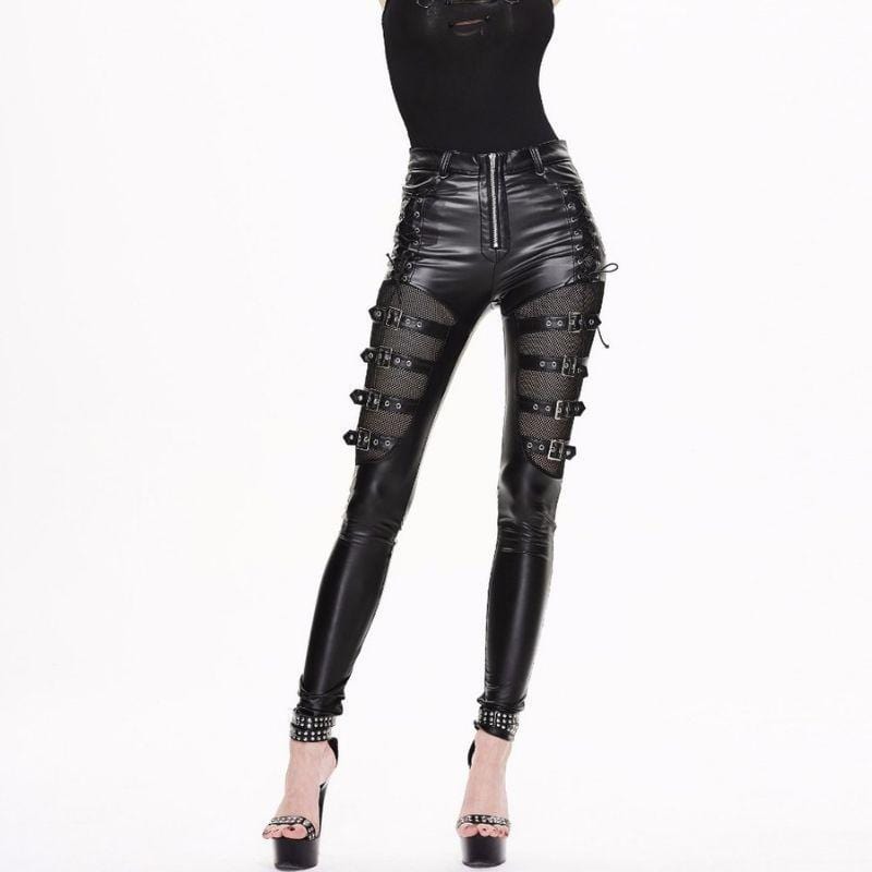 Pantalon Steampunk Simili PU Noir | SteamLux - The Steampunk Emporium