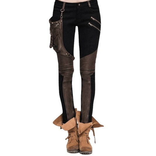 Pantalon Style Steampunk | L'Éclat d'Acier - The Steampunk Emporium Noir et Marron / S