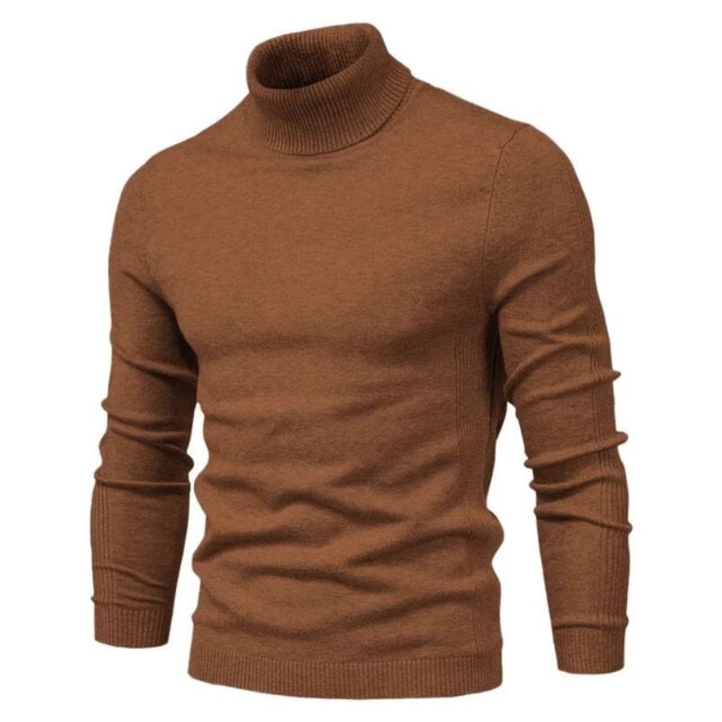 Pull Col Roulé Homme Slim | UltraFit Warm - The Steampunk Emporium Marron café / S